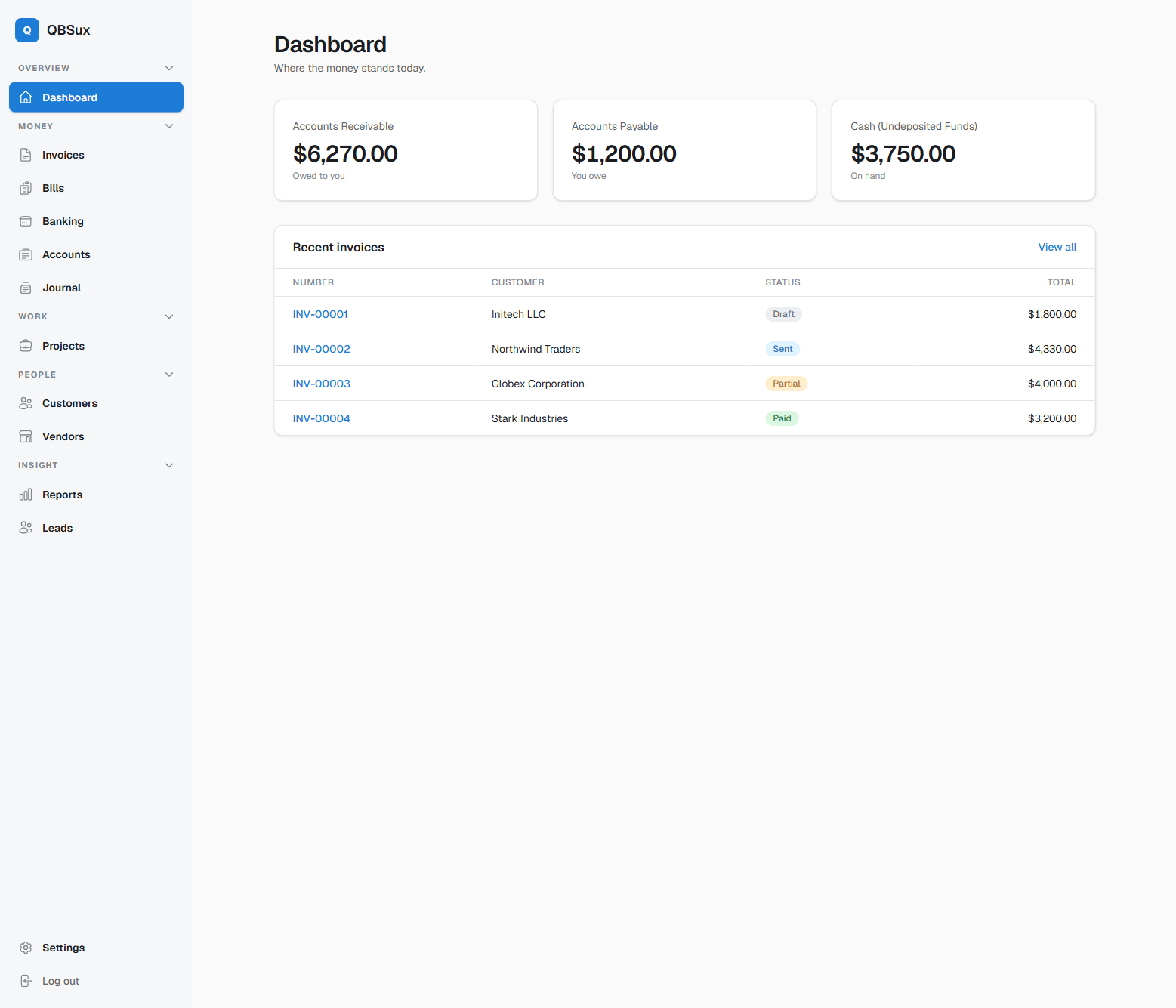QBSux dashboard